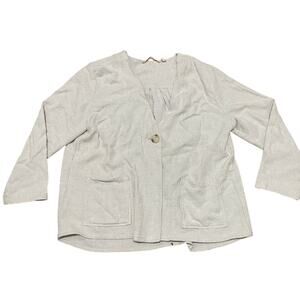 Soft Surroundings Linen Blend 3/4 sleeve cream woven lagenlook loose jacket Sz L